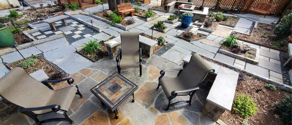 beautiful stone work in a backyard