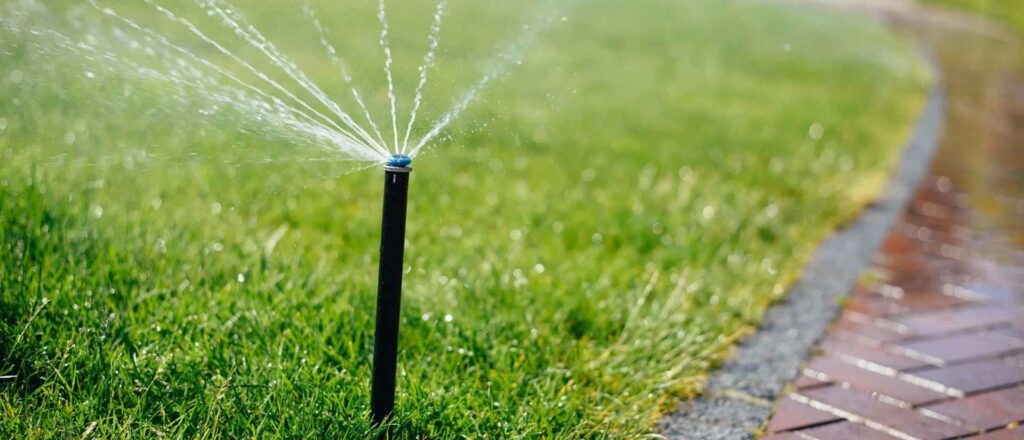 sprinkler shooting off water