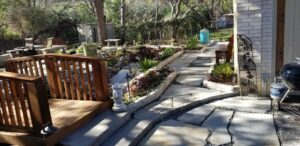 backyard full on stone pathways