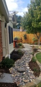 garden bed with rock creek going throug hit