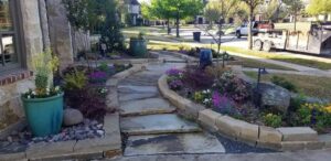 front yard with a stone walkway
