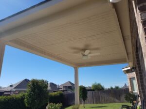 freshly painted ceiling over patio